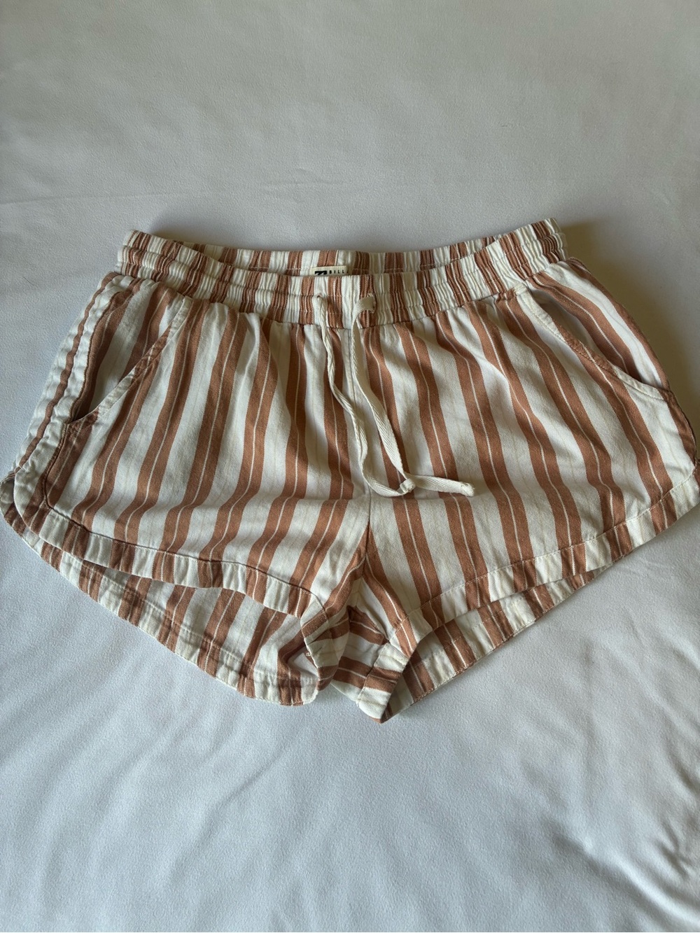 Billabong Striped Drawstring Women’s Shorts - Cream & Brown